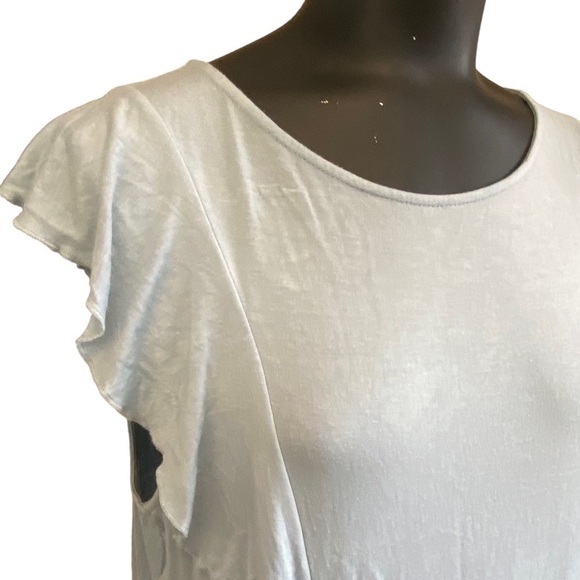 Joseph A. Flutter Sleeves Light Blue Top Blouse - Picture 2 of 6